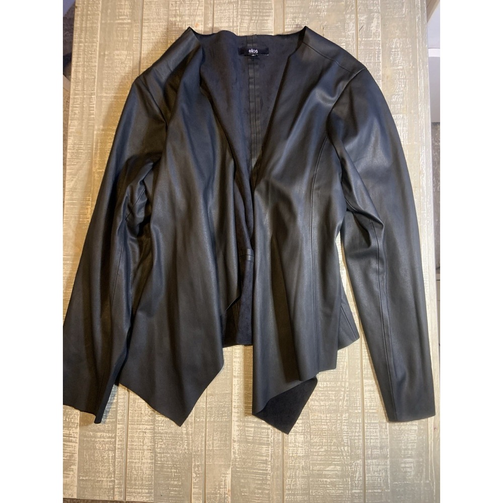 Ellos Faux‎ Leather Black Women's jacket Cardigan light weight Size 22 XL